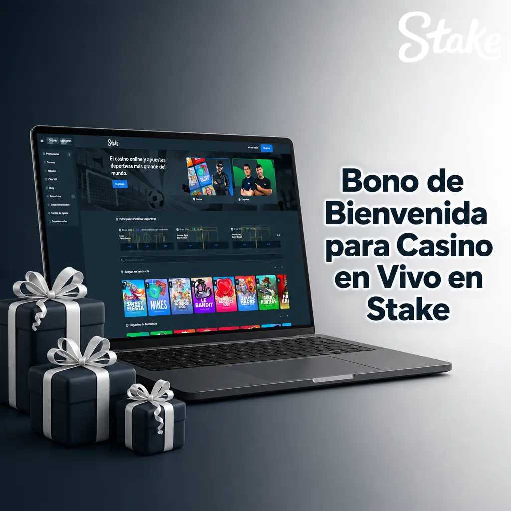 Bono de bienvenida para casino en vivo en Stake: rakeback 5%, requisito de apuesta 1x y recargas semanales sin código.