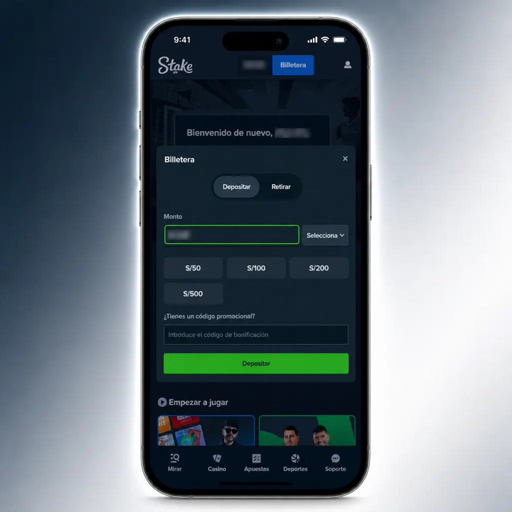 Guía paso a paso para depositar dinero en Stake usando Yape, Plin, PagoEfectivo o criptomonedas en Perú