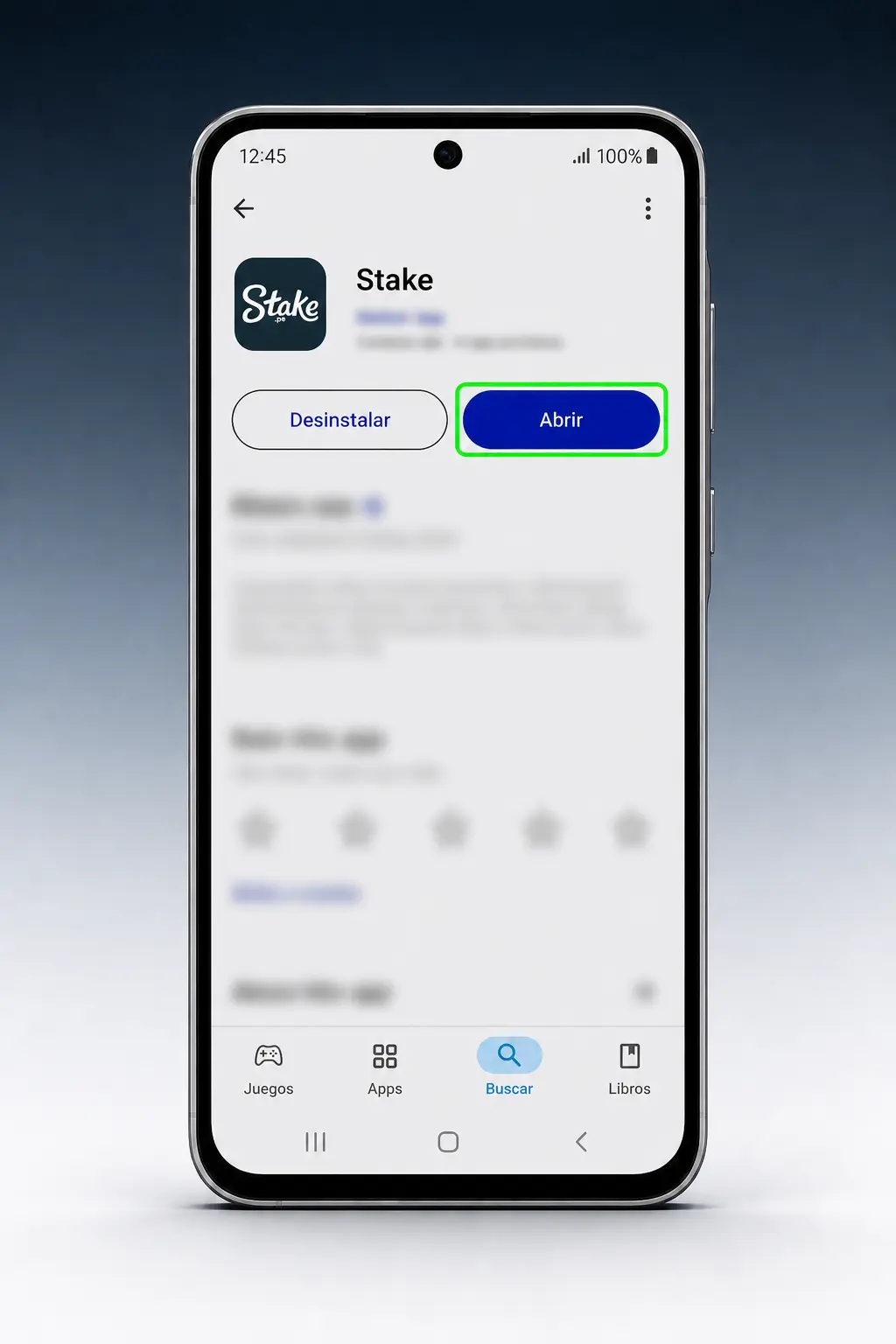 Pasos para descargar e instalar el APK de Stake en Android desde la configuración de seguridad del dispositivo.