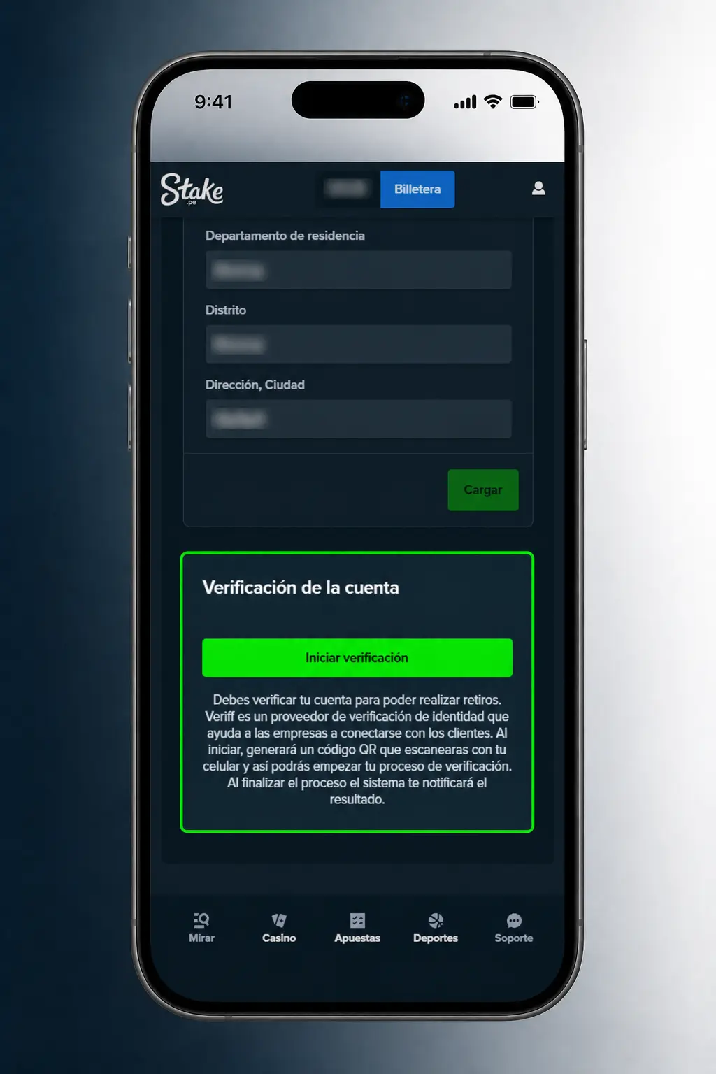 Guía paso a paso para registrarte, depositar y jugar en Stake usando Yape, Plin o criptomonedas.