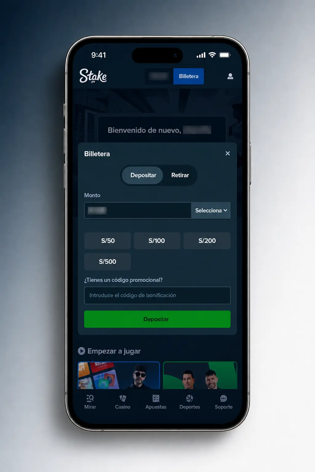 Pasos para iniciar sesión, elegir tragamonedas, ajustar apuesta y girar en el casino online Stake