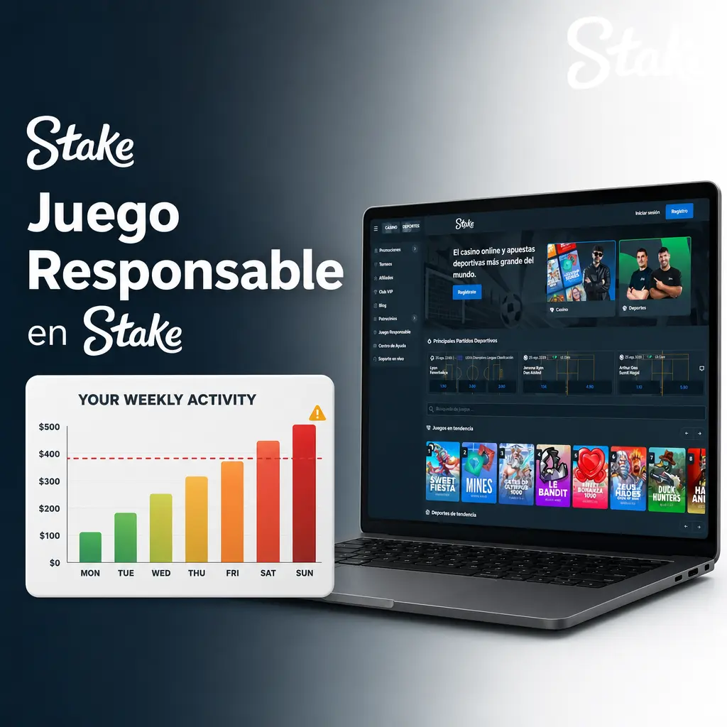 Juego responsable en Stake: límites de depósito, autoexclusión y ayuda para apostar con control en el casino.
