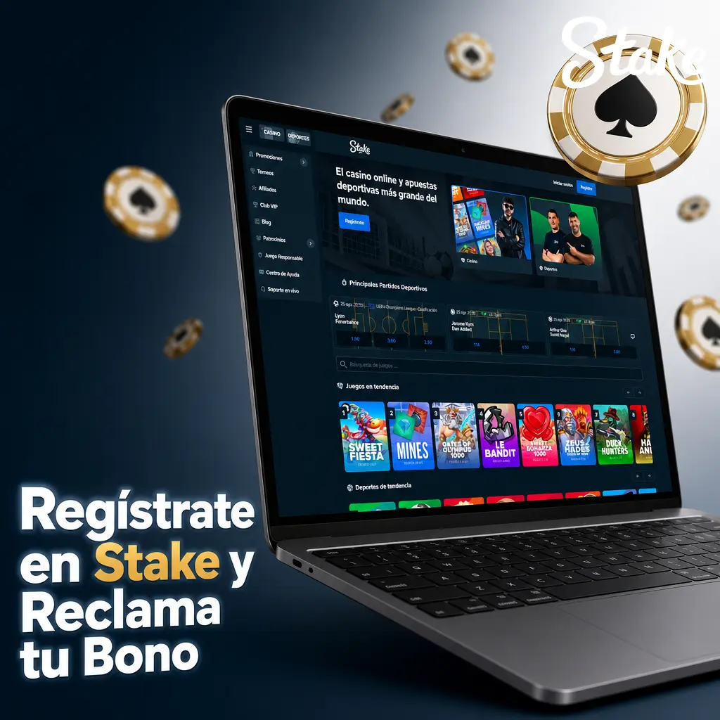 Formulario de registro en Stake Perú para crear cuenta, verificar edad y reclamar el bono de bienvenida